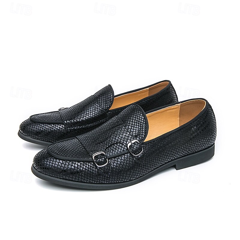 mocassini da uomo firmati con doppia fibbia, tomaia in mesh testurizzato, scarpe casual eleganti per il lavoro e le occasioni speciali del 2025 a $42.99 –P7