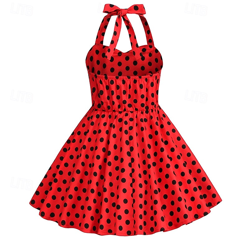 Retro 50. léta Rockabilly Šaty Houpací šaty Puntíky Dívčí Karneval Plesová maškaráda Denní nošení loučení se svobodou nevěsty Dětské Šaty 2025 - $27.99 –P12