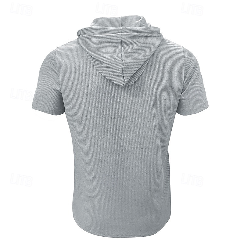 Herren T Shirt T-Shirt Kurzarmshirt Kurzarm Mit Kapuze Sommer Einfach Mode Designer Basic Knöpfe Urlaub Straße Ausgehen Wein Top T-Shirt für Herren 2026 - $30.99 –P18