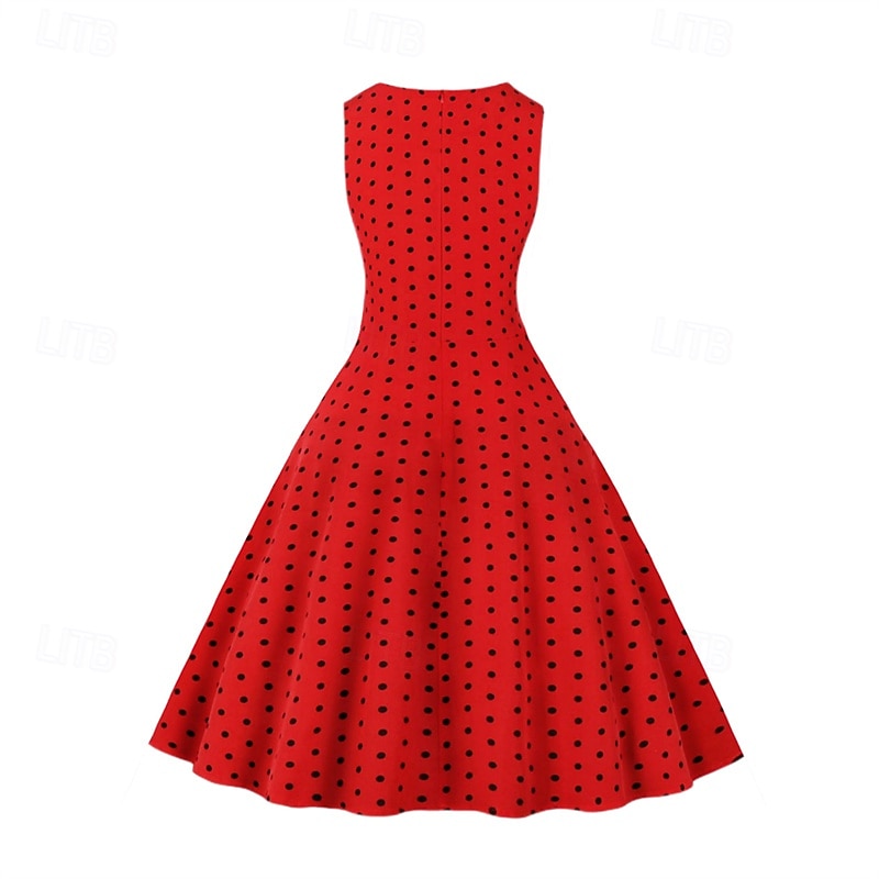 Retro 50. léta Rockabilly Šaty Houpací šaty Puntíky Dámské Karneval Plesová maškaráda Denní nošení loučení se svobodou nevěsty Dospělé Šaty Šaty pro návrat domů 2025 - $23.99 –P3
