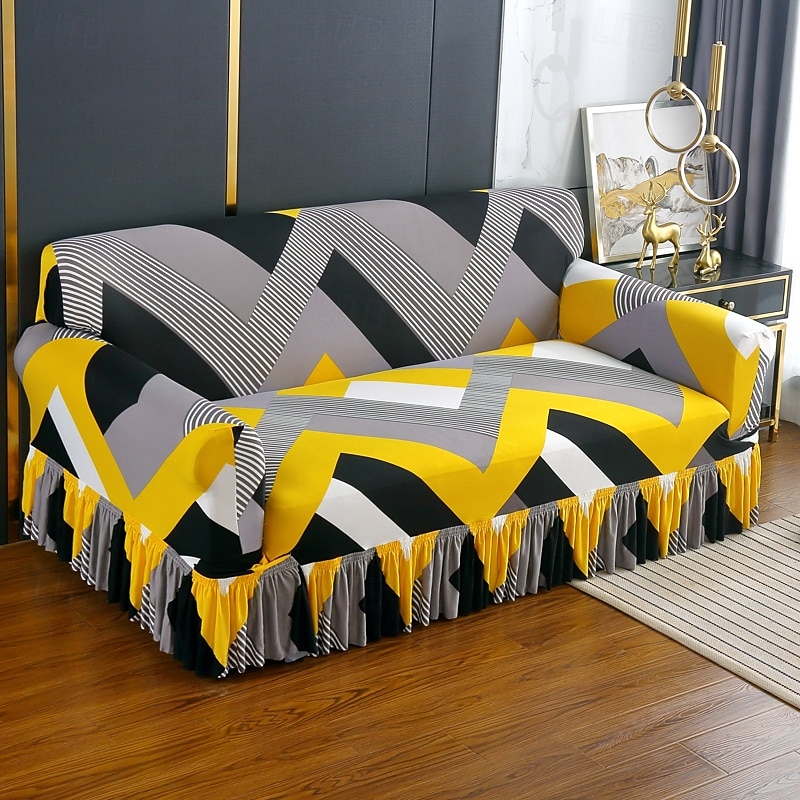 1 Pc Stretch Sofa Slipcover Sofa Cover With Skirt Printed Couch Cover Furniture Protector for Bedroom Living Room Home Decor 2025 - $41.99 –P16