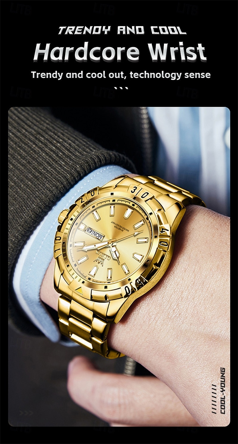 Il nuovo orologio da business da uomo del marchio Olevs orologio classico verde fantasma d'acqua visualizzazione del calendario settimana orologio al quarzo impermeabile moda sportiva del 2025 a $38.99 –P14