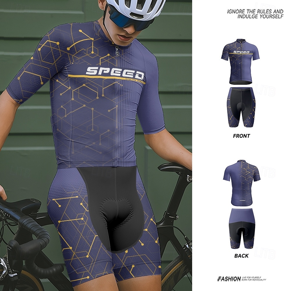 Miesten Pyöräily jersey ja shortsit Lyhythihainen Maastopyöräily Maantiepyöräily Laivaston sininen Pyörä Spandex Urheilu Kirjain ja numero Vaatetus 2025 - $47.99 –P4