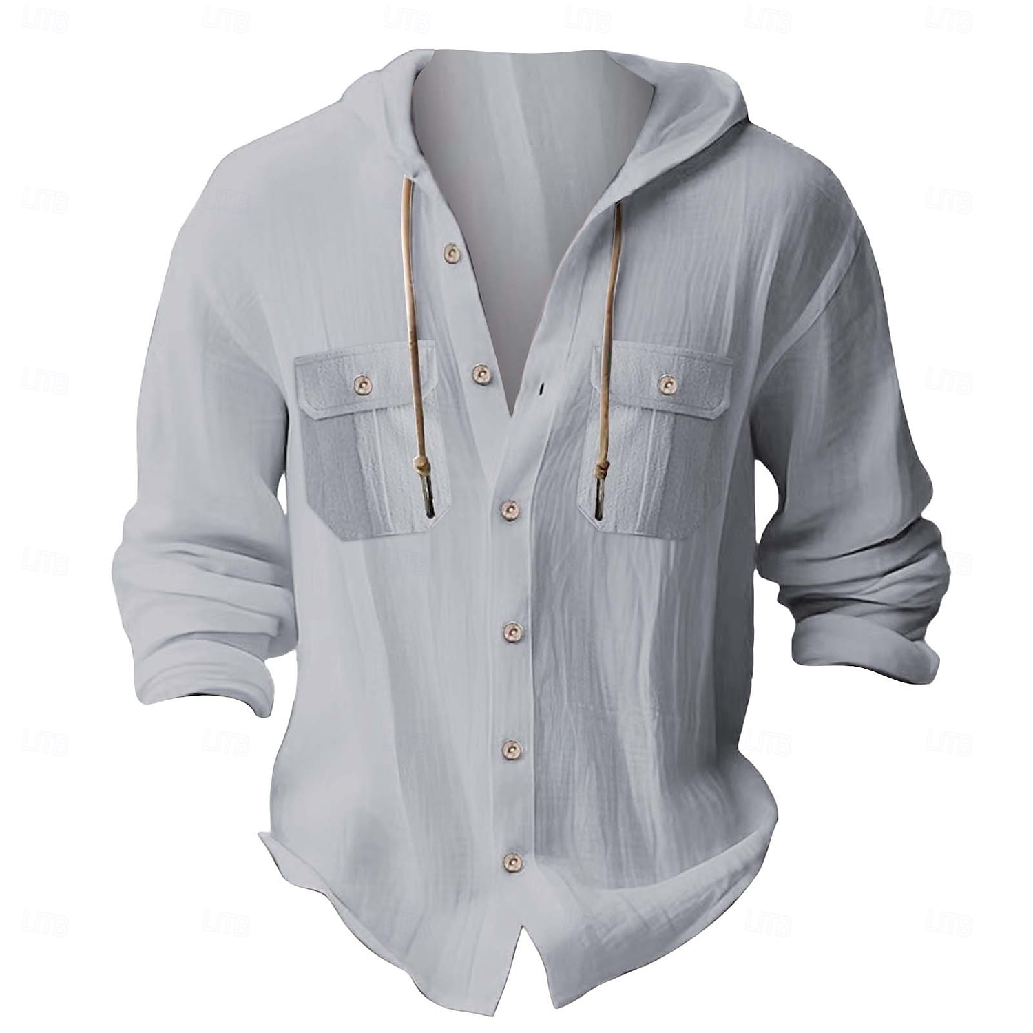 Per uomo Camicia Camicia in cotone bianco Maglietta informale Camicia con bottoni Camicia di cotone Liscio Da mare Strada Nero Bianco Blu marino scuro Blu Manica lunga Con cappuccio Primavera del 2025 a $29.99 –P4