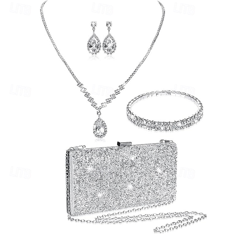 Bridal Jewelry Sets One-piece Suit Alloy Earrings Necklace Bracelets Women's Stylish Cute Geometrical Joy Geometric Jewelry Set For Party 2025 - $25.99 –P2