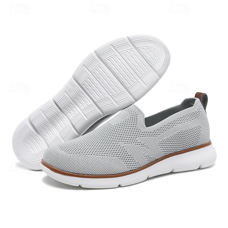 slip-on strikkede joggesko for menn, pustende mesh-overdel med komfortabel passform, uformelle lette sko for hverdags- og utendørsaktiviteter 2025 - $42.99 –P3