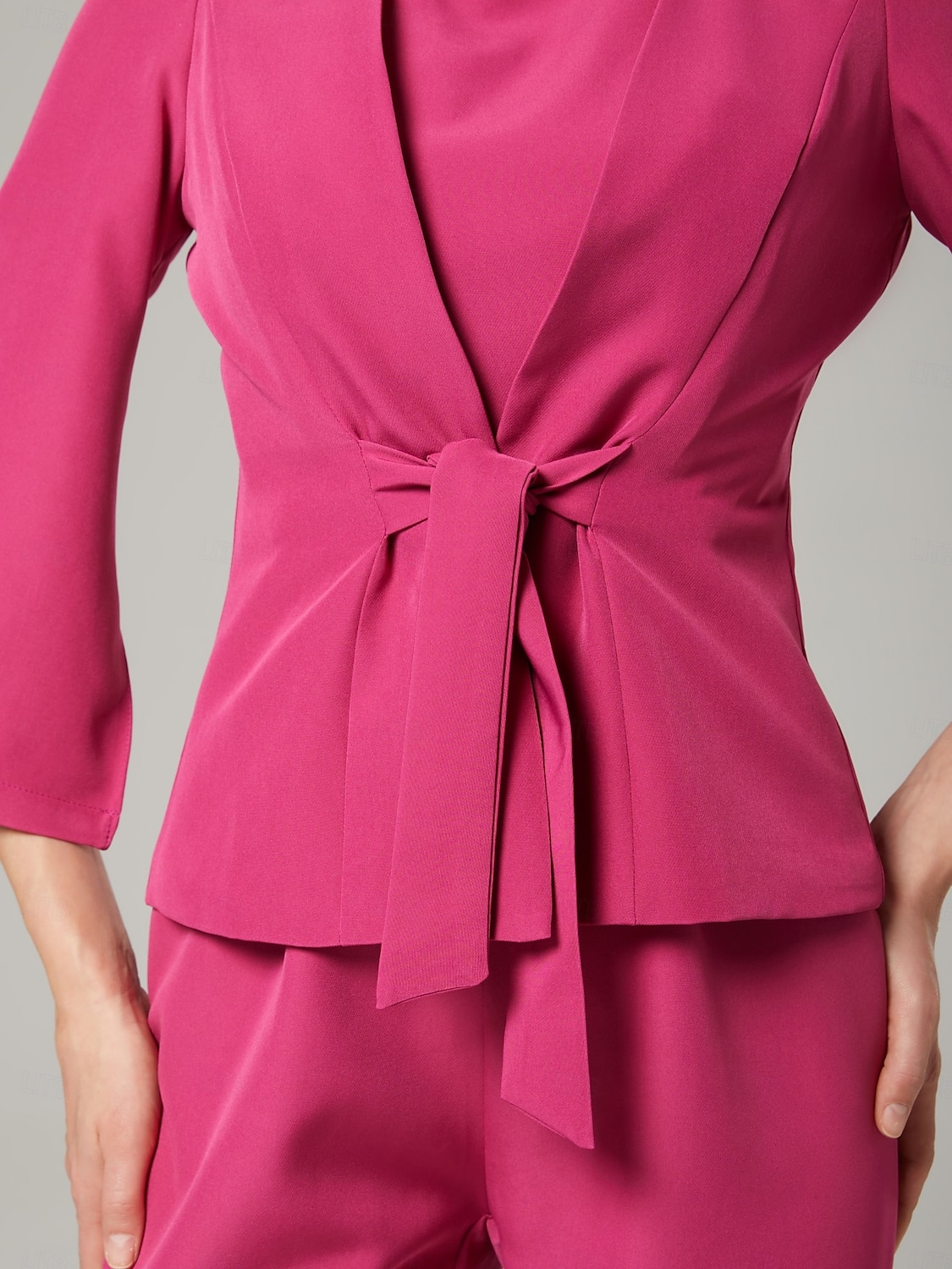 Zweiteilige Jumpsuits Mutter der Braut Elegant Wickel enthalten Juwelen-Hals Knöchellänge Stretch-Chiffon 3/4 Länge Ärmeln mit Bandage 2025 2025 - $161.99 –P7
