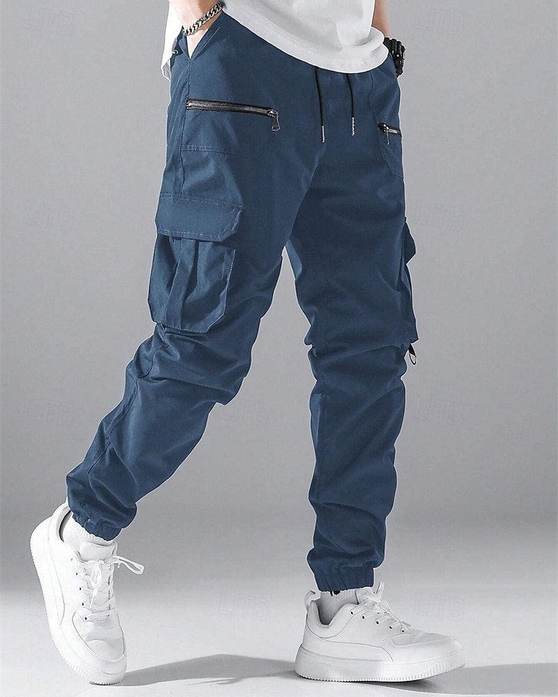 Men's Cargo Pants Joggers Trousers Elastic Waist Multi Pocket Plain Wearable Daily Outdoor Casual Black Light Grey 2026 - $30.99 –P1