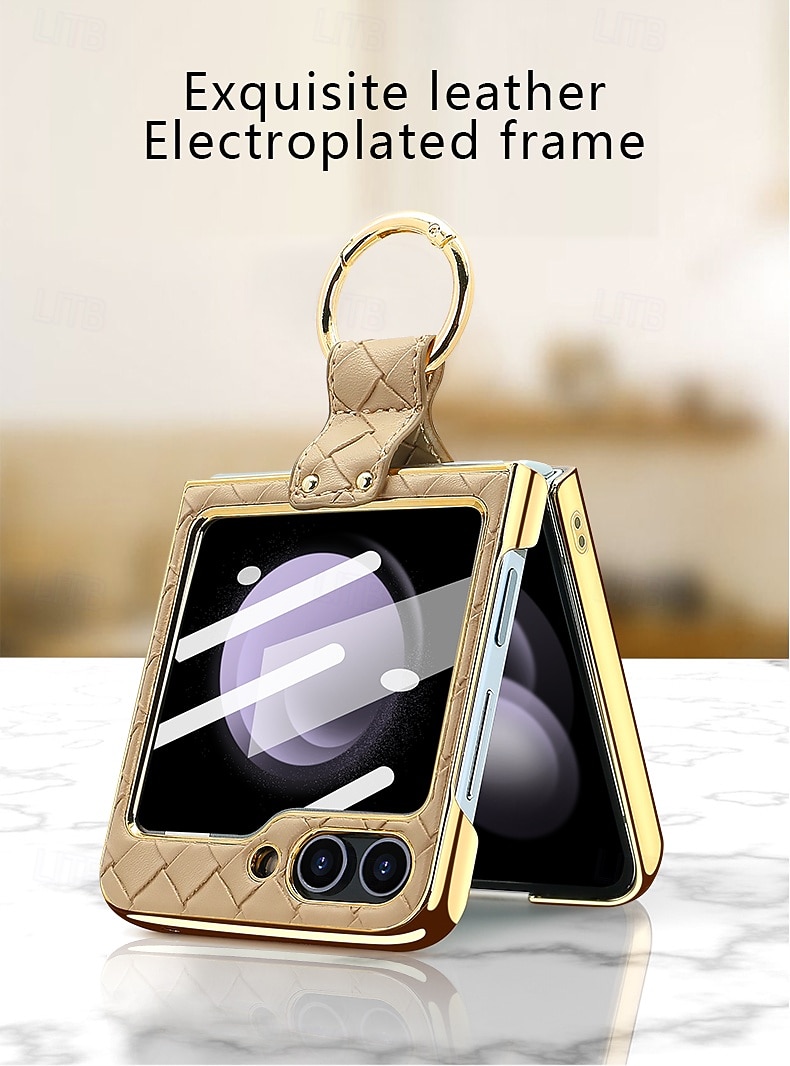 телефон Кейс для Назначение SSamsung Galaxy Z-флип 6 Z Flip 5 Z Flip 4 Z Flip 3 Кейс на заднюю панель Кольцо Пряжка Защита от удара Ретро Кожа PU 2025 - $24.99 –P3