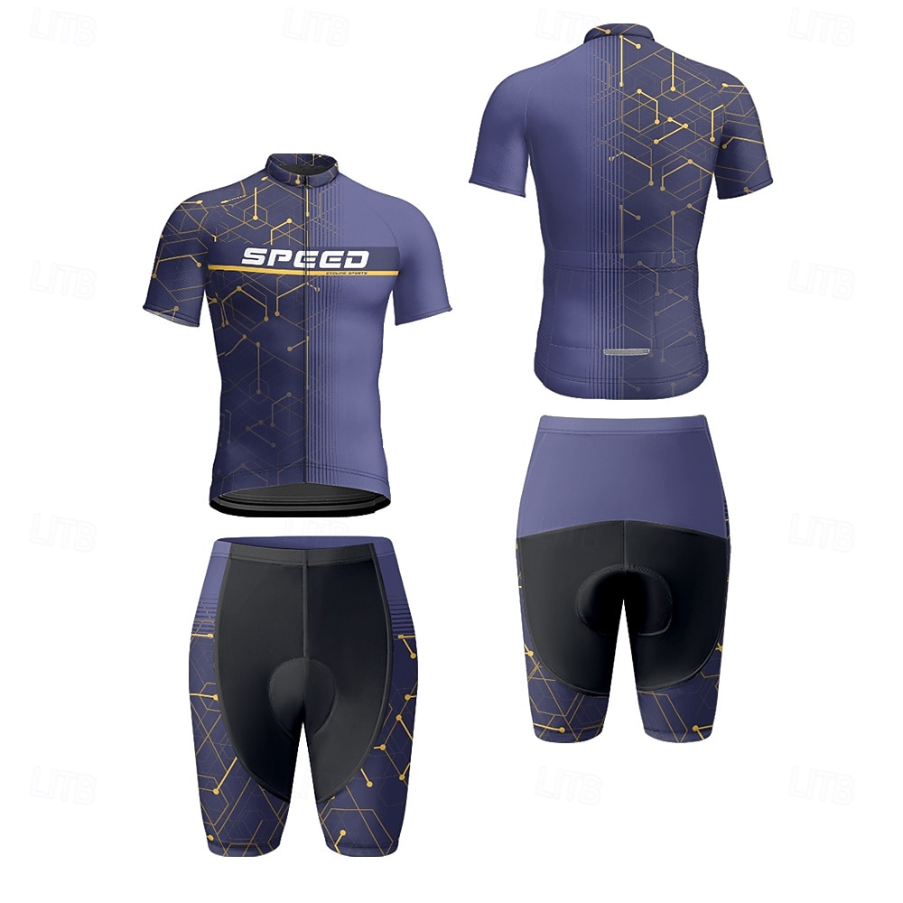 Miesten Pyöräily jersey ja shortsit Lyhythihainen Maastopyöräily Maantiepyöräily Laivaston sininen Pyörä Spandex Urheilu Kirjain ja numero Vaatetus 2025 - $47.99 –P7