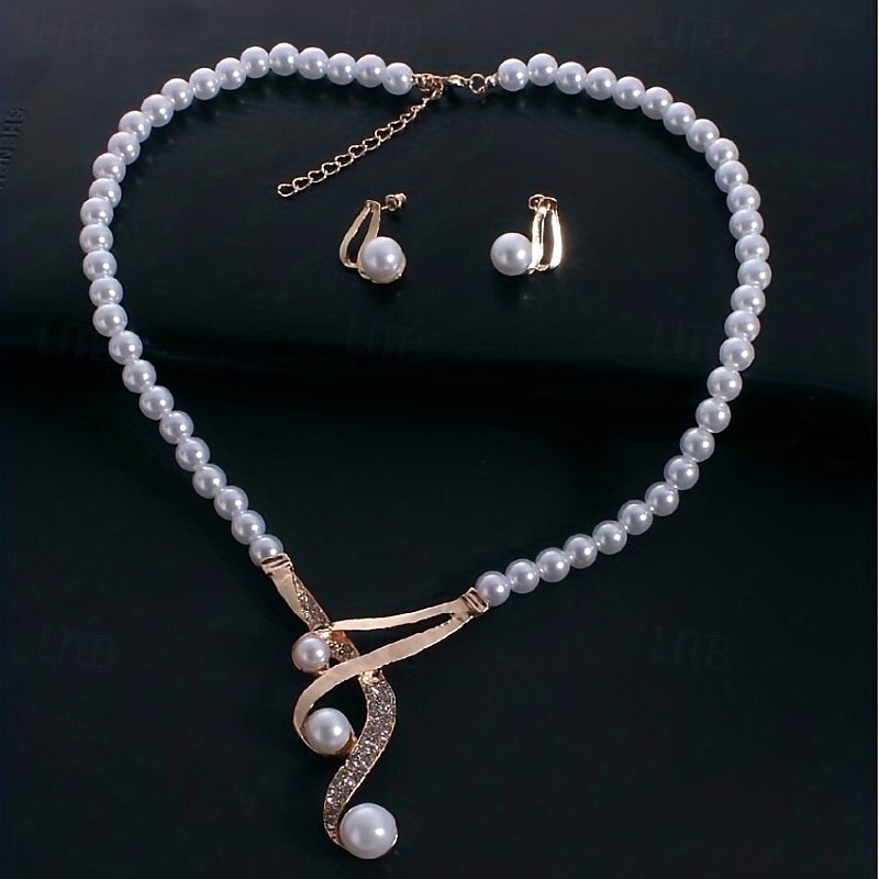 Bridal Jewelry Sets One-piece Suit Alloy Earrings Necklace Women's Stylish Luxury Cute Fancy Precious Geometric Jewelry Set For Party Evening Wear 2025 - $15.49 –P2