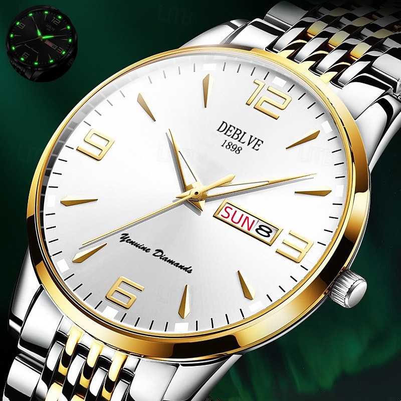 1 Herren Sport Stahlband Uhr Leuchtet Im Dunkeln Kalender Wochenanzeige Licht Luxus All-In-One Legierung Mode Ultra-Dünn Digital Herren Business Uhr 2025 - $20.99 –P7