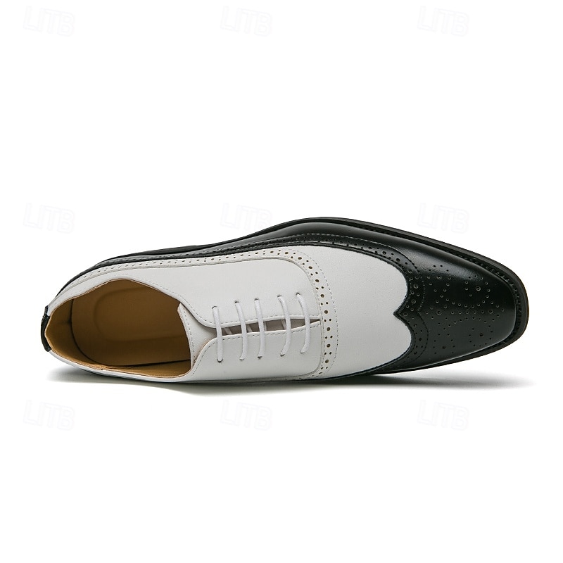 Men's Classic Wingtip Brogue Oxford Shoes – Two-Tone Formal Dress Shoes with Perforated Detailing for Business and Wedding Attire 2025 - $46.99 –P6