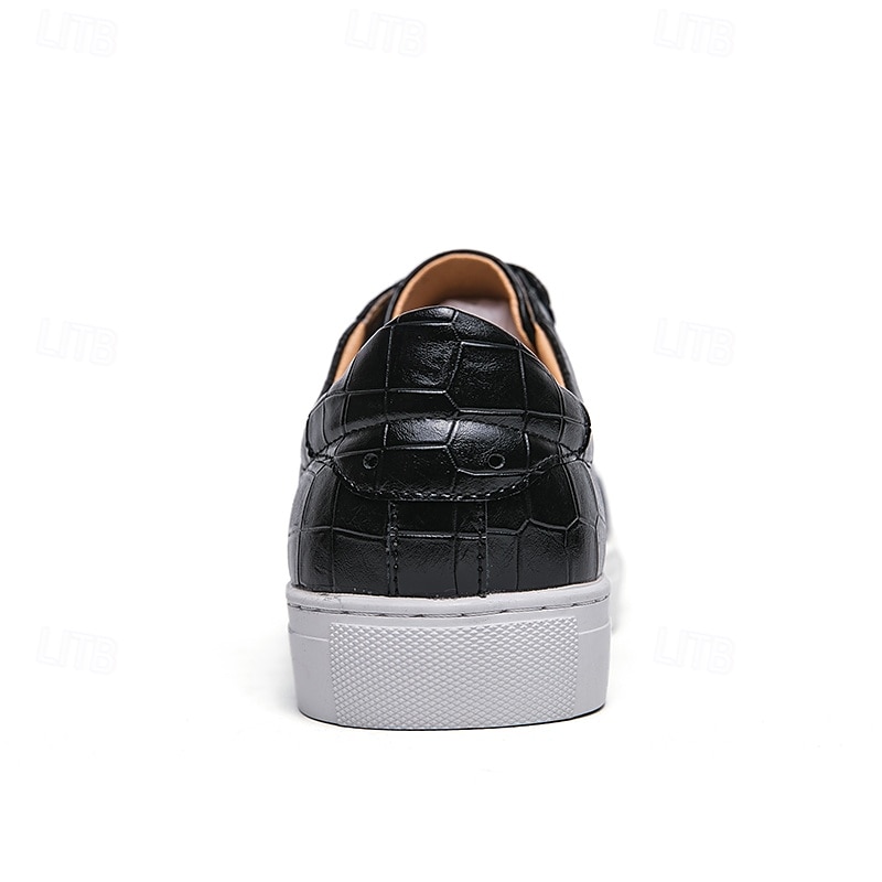 vardagssneakers i vitt krokodilmönster för män – snygga snörskor för dagligt bruk och fashionabla utflykter 2025 - $46.99 –P6