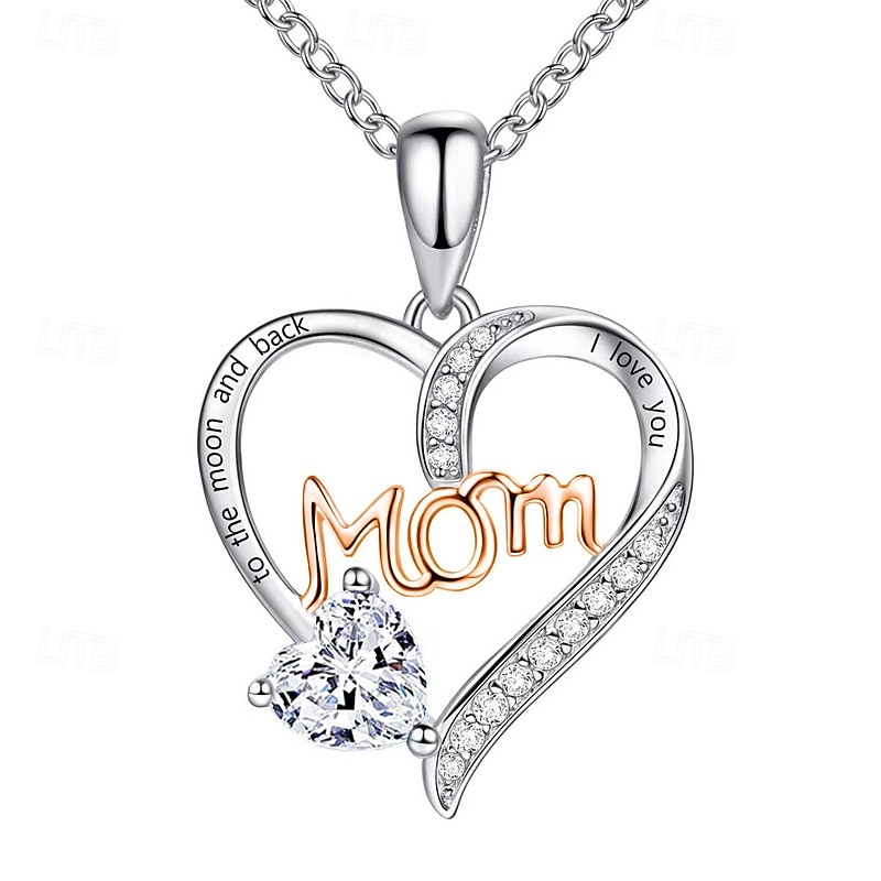 1pc Heart-shaped Lettering Necklace, Ideal Gifts for Mother's Day, Black Friday, Thanksgiving, Christmas, Valentine's Day, Anniversary, Birthday, and Shopping Festival Gifts for Mom, Wife, Best Friend 2025 - $12.99 –P4