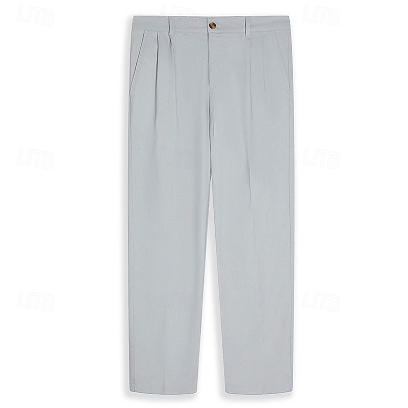 Per uomo Pantaloni di Lino Pantaloni Pantaloni Eleganti Pantaloni Estivi Pantaloni Larghi Tasca Frontale Gamba Dritta Semplice Comodità Traspirante Lunghezza intera Affari Quotidiano Ferie Vacanza del 2026 a $29.99 –P11
