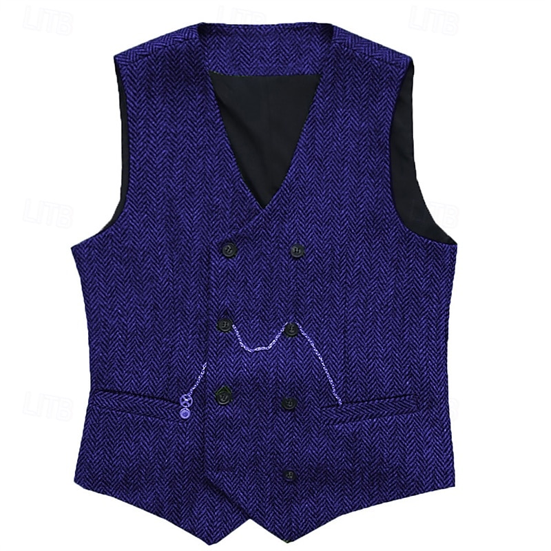 Herre سترة Veste Gilet Feriereise Daglig Bryllupsfest Stevnemøte Mote Fritid Vår Høst Knapper Lomme Polyester Bekvem عادي Dobbeltkneppet V-hals Normal Sølv Svart Rød Burgunder Vest 2025 - $37.99 –P9