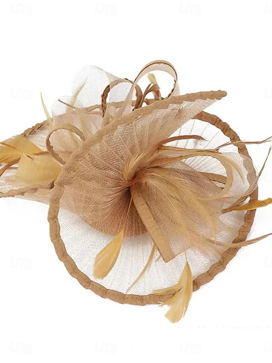 Headdress Tulle Cotton Fabric Bowler / Cloche Hat Wedding Elegant Vintage With Feather Headpiece Headwear Fascinators Race Day Dress 2025 - $28.99 –P3