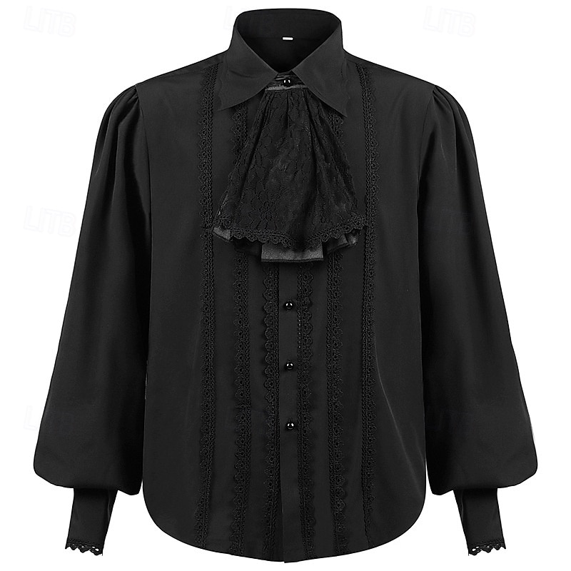 Punk & Gothic Medieval Renaissance Blouse / Shirt Ren Faire Prince Vampire Flounced Solid Color Men's Celtic Pirate Masquerade Performance Stage Renaissance Fair Adults' Shirt Blouse 2025 - $35.99 –P3