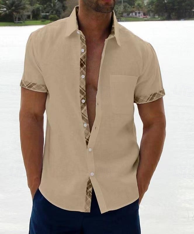 Herren Hemd Sommerhemd Freizeithemd Strandhemd Knopfhemd Schwarz Weiß Rosa Blau Orange Kurzarm Einfach Muster Revers Urlaub Hawaiianisch Button-Down Bekleidung Polyester Mode Lässig Bequem 2025 - $17.99 –P3