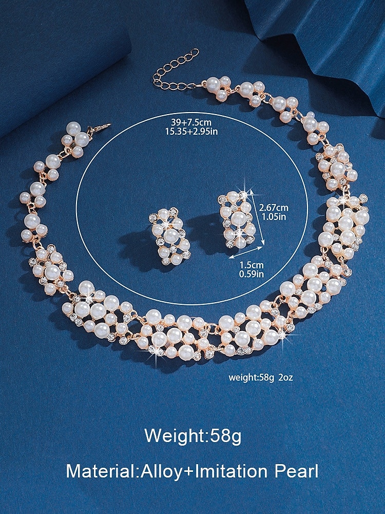 Luxury Faux Pearl Necklace and Earrings Set – Elegant Gold-Plated Bridal Jewelry for Weddings, Parties and Formal Events 2026 - $11.99 –P4