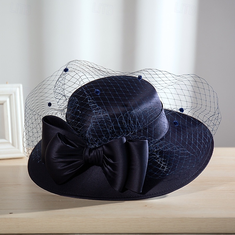Chapeaux Polyester Chapeau Fedora Mariage Elégant Rétro Vintage Avec Noeud Casque Couvre-chef de 2025 ? $30.99 –P1