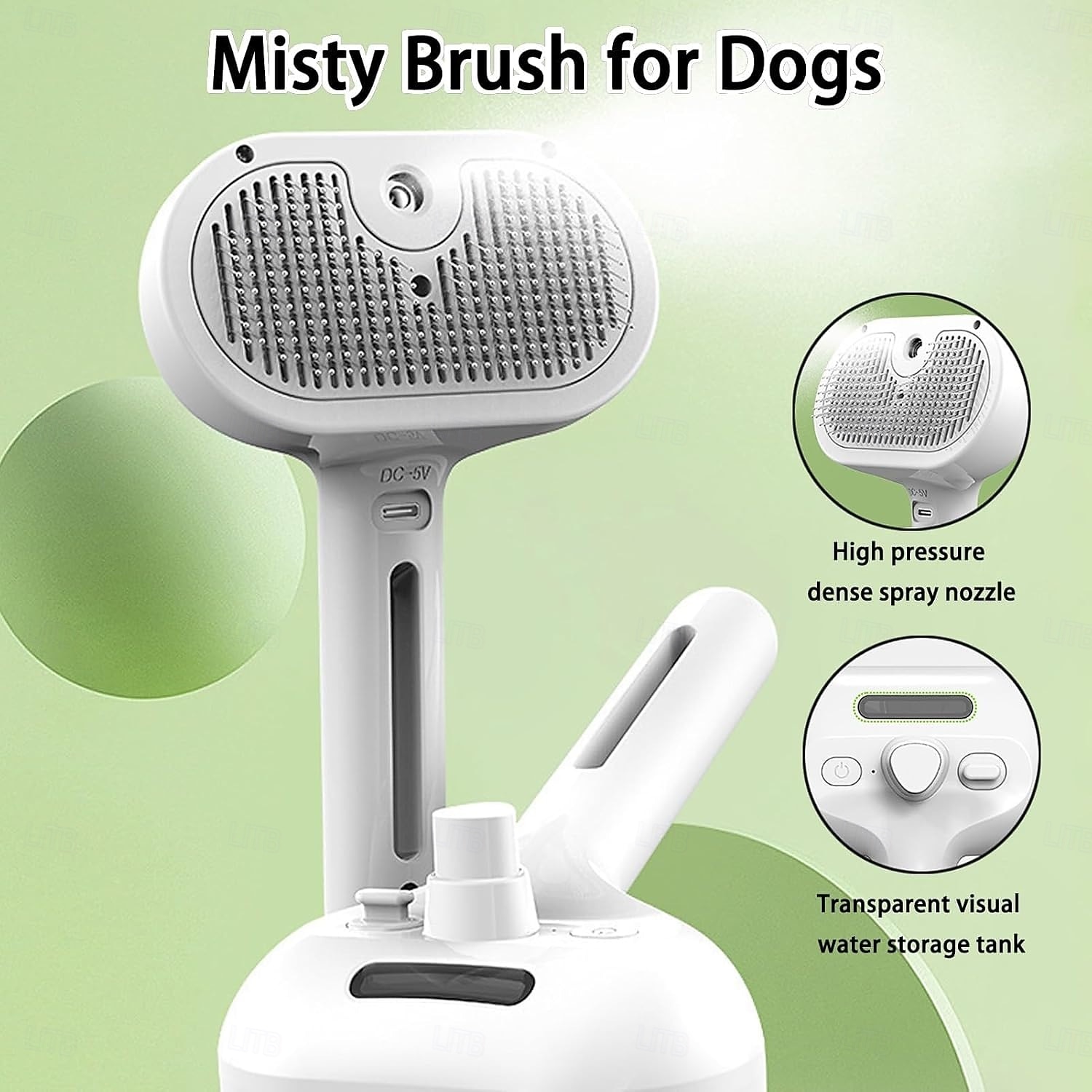 spazzola per cani, spazzola ad acqua 3 in 1 per cani con serbatoio dell'acqua e pulsante di rilascio, spazzola a vapore per cani per eliminare i peli arruffati, spazzola ad acqua nebulizzata per cani del 2025 a $17.99 –P7
