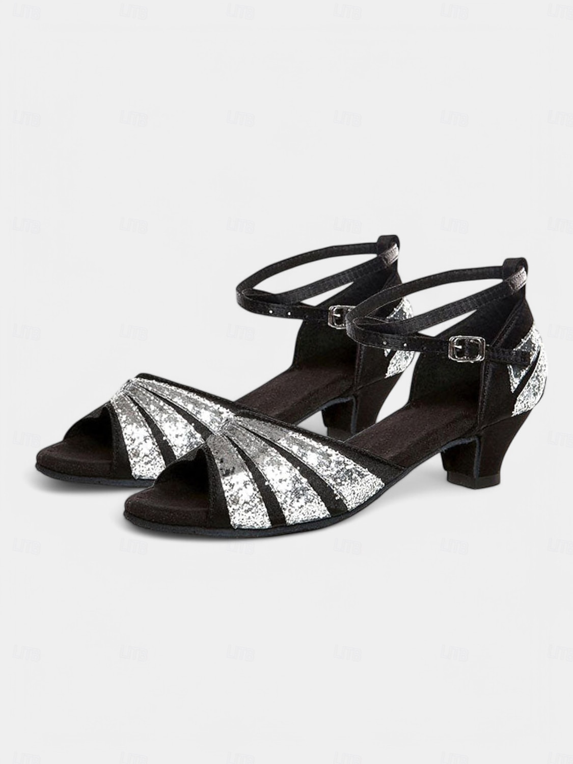 Silver Glitter Dance Sandals for Women | Elegant Open Toe Heel with Adjustable Strap | Perfect for Ballroom, Salsa & Evening Wear 2025 - $32.99 –P1