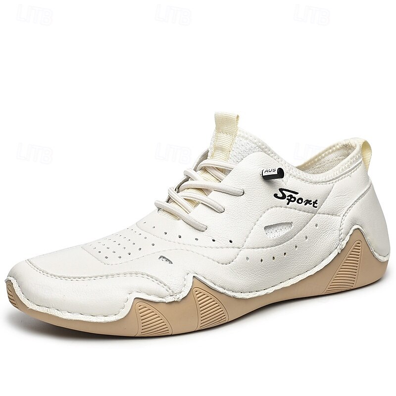 tênis esportivo masculino branco de couro sintético com design perfurado, leve e confortável, ideal para atividades casuais e ao ar livre de 2025 por $54.99 –P3