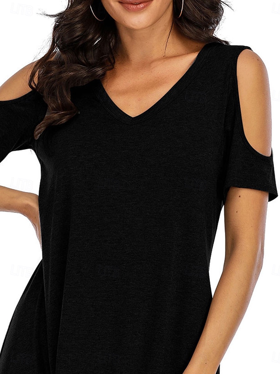 Rochie mini pentru femei Rochie înfășurată Rochie tip T-shirt Rochie tip Tee Rochie de culoare solidă Rochie tip shift Rochie Off The Shoulder Casual Vacanță Casual Zilnică Ajustare regulată Grafic 2025 - $26.99 –P3