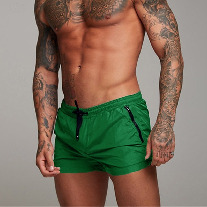 Homens Calção Justo de Natação Shorts de Natação Bermuda de Surf Calças Com Cordão Com bolsos Natação Surfe Praia Esportes Aquáticos Cor Sólida Verão Primavera de 2025 por $16.99 –P6