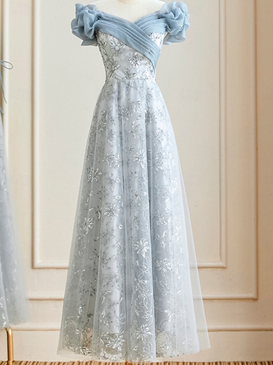 A-Line Bridesmaid Dress Off Shoulder Sleeveless Elegant Floor Length Nylon with Split Front 2025 - $103.99 –P2