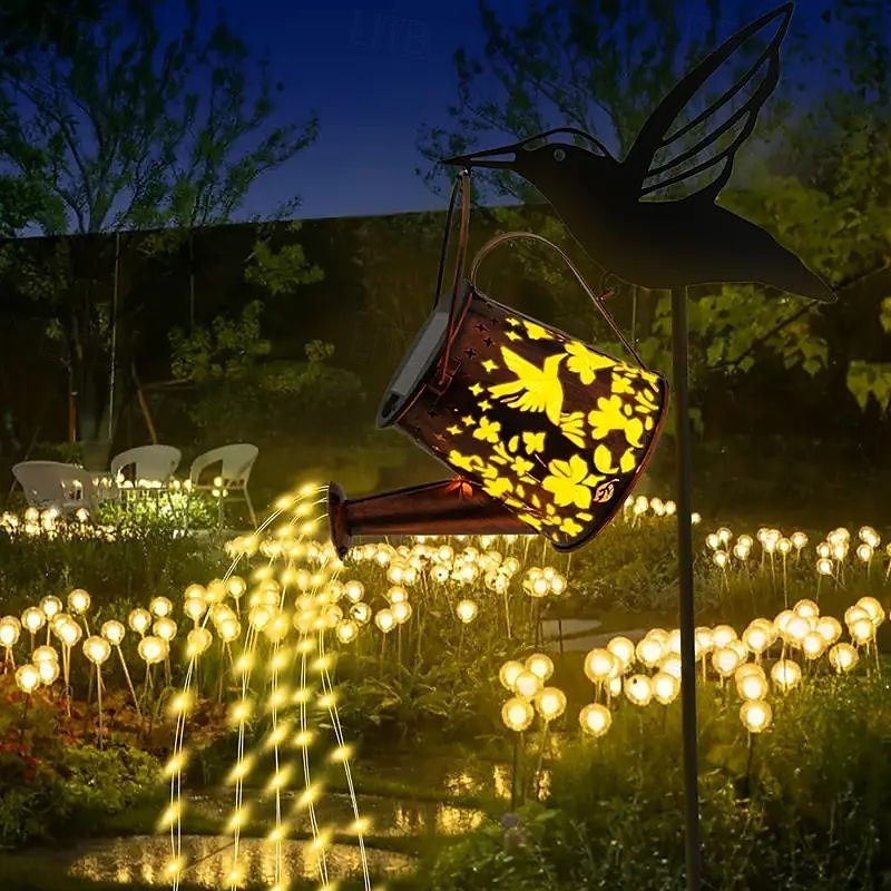 Lámpara solar para botella de agua con forma de abeja, lámpara colgante de hierro con forma de colibrí, lámpara de césped para exteriores resistente al agua para patio, bodas, campamentos y decoración 2025 - $31.99 –P5