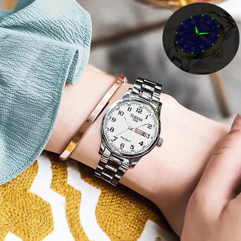 digitale nuovo quadrante circolare orologio da donna business ipx7 impermeabile calendario luminoso display settimanale cinturino in lega multifunzionale elegante orologio al quarzo per viaggio tempo del 2025 a GBP £14 –P10