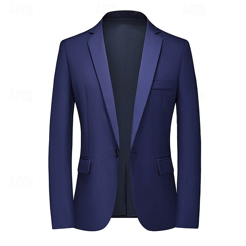 Herre Blazer Virksomhet Cocktailfest Bryllupsfest Mote Fritid Vår Høst Lin عادي Knapper Lomme Bekvem Enkeltkneppet Blazer Svart Gul Navyblå Himmelblå 2025 - $58.99 –P10