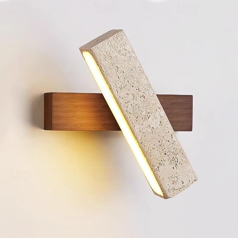 wabi-sabi moderne houten wandlamp met ledstrip wandlamp voor slaapkamer, woonkamer, trap, gang 110-240v 2025 - $82.99 –P6