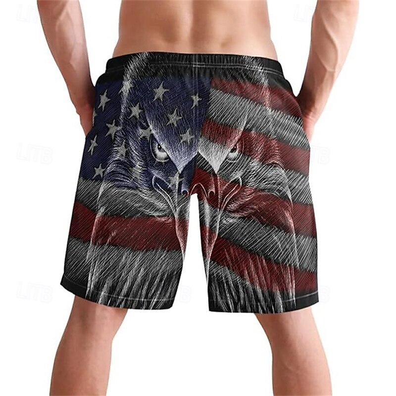 Herren Bademode Surfshorts Badehose Schwimmshorts kurz 4-Wege-Stretchgewebe Surfshorts Unten Kordelzug Mit Taschen Schwimmen Surfen Strand Wassersport Bedruckt Nationalflagge Sommer Frühling 2025 - $12.99 –P2