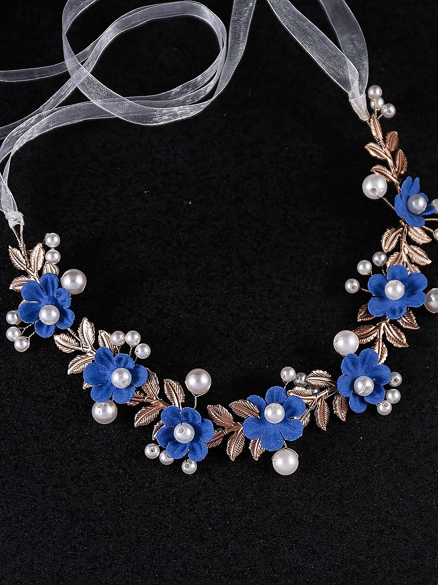 pannebånd Tøy Bryllup Elegant Årgang Med Perle Blomster Hodeplagg Hodeplagg 2025 - $19.99 –P7