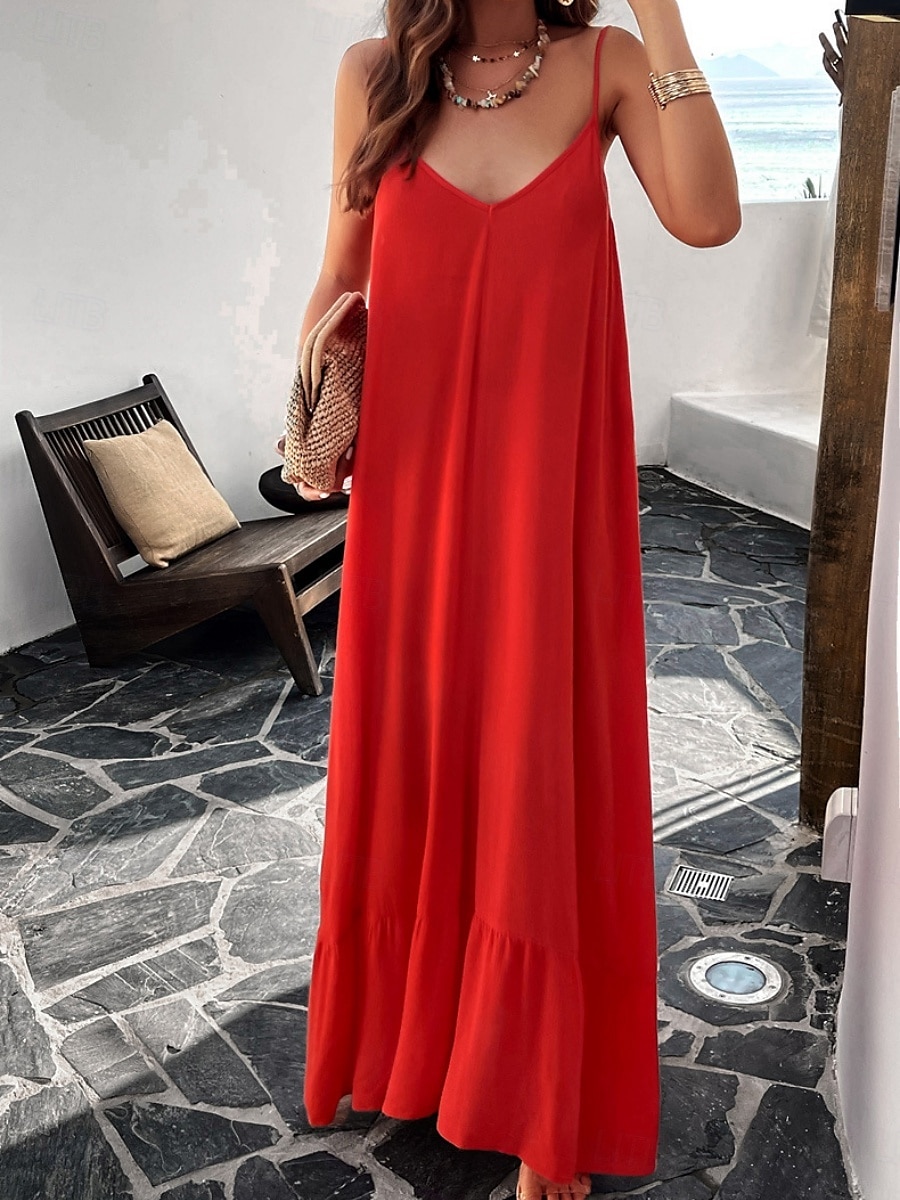 Damen Minikleid Casual kleid skims dress Basic Brautkleider schlicht Urlaub Täglich Regular Fit Glatt Ärmellos Gurt Schwarz Rote Blau Grün Sommer 2025 - $41.99 –P19