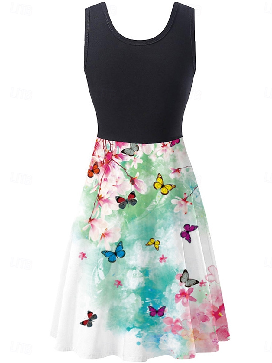 Women's Mini Dress Sundress A Line Dress Slip Dress Off The Shoulder Dress Vacation Casual Vacation Daily Regular Fit Floral Sleeveless Crew Neck Black And White Black White Pink Summer 2025 - $21.99 –P4