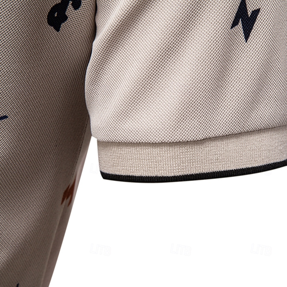 Men's Polo Knit Polo Sweater Formal Work Turndown Short Sleeve Letter & Number Buttons Summer White Green Beige Polo 2026 - $24.99 –P17