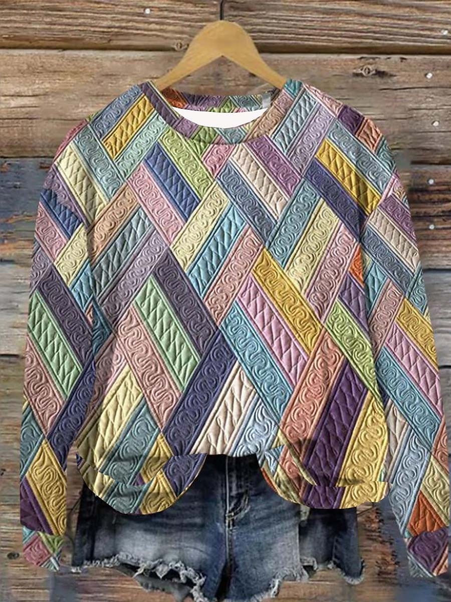 Femmes Sweats à capuche Géométrique Bloc de Couleur Occasionnel manche longue Col rond Hauts Réguliers Travail Tenue Quotidienne Occasionnel Imprimé Gris Claire Automne Hiver de 2025 ? $27.99 –P1