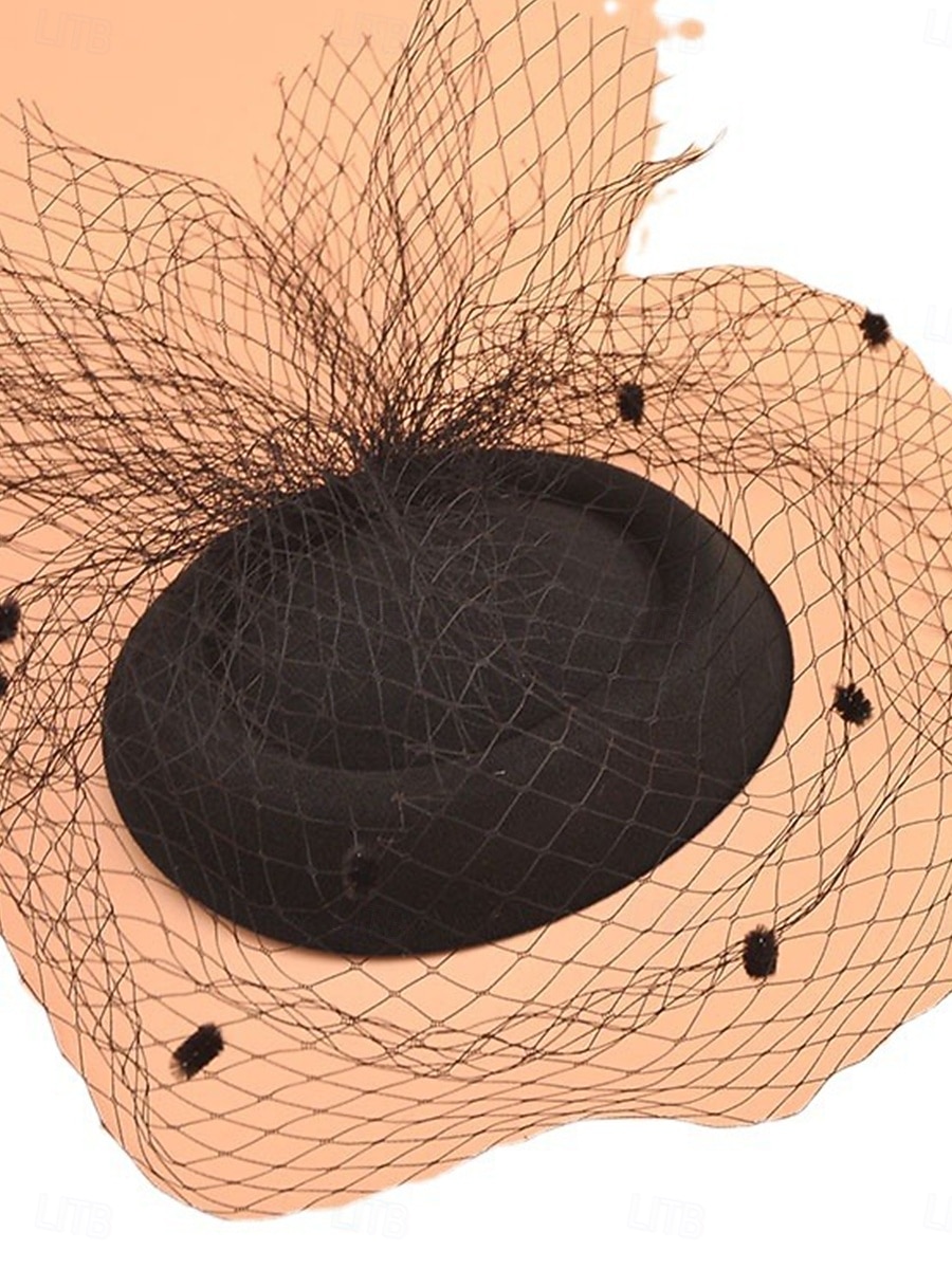 Huvudbonad Tyll Fedora Hatt Bröllop Elegant Vintage Med Tyll Huvudbonad Huvudbonader Fascinatorer Racedag Klänning 2026 - $16.49 –P6