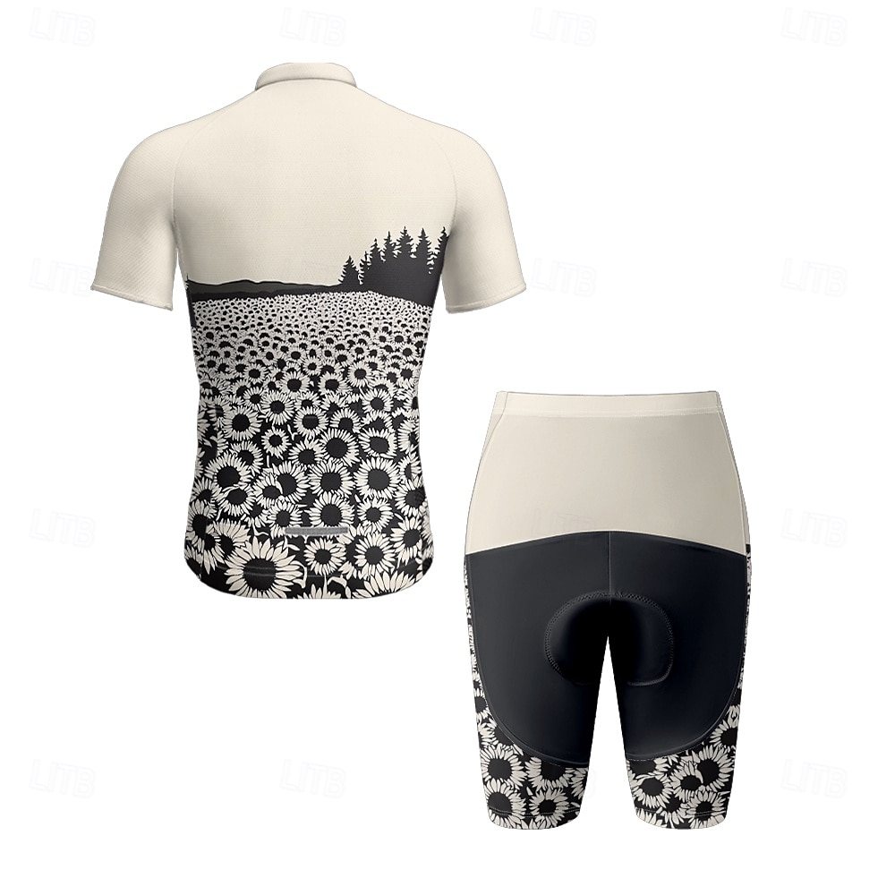 Herr Cykeltröja med shorts Kortärmad Bergscykling Vägcykling Svart Vit Gul Blommig Botanisk Cykel Elastan sporter Blommig Botanisk Kläder 2025 - $38.39 –P4