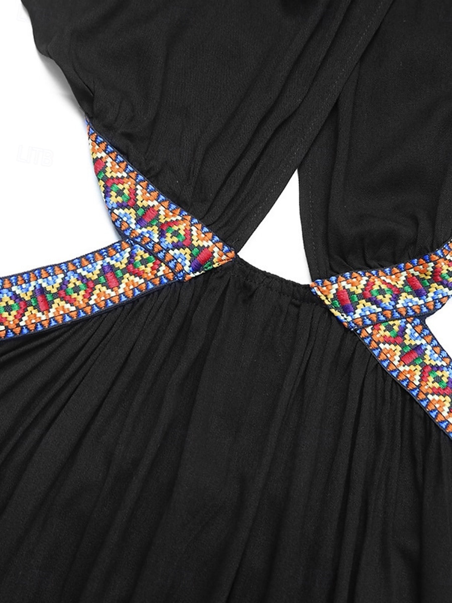 Damskie Sukienka maxi Czarna sukienka Sukienka na ukończenie szkoły Codzienne sukienki Sukienka koktajlowa Urlop Codzienny Urlop Codzienny Święto Regularny Równina Bez rękawów W serek Czarny Lato 2025 - $35.09 –P9