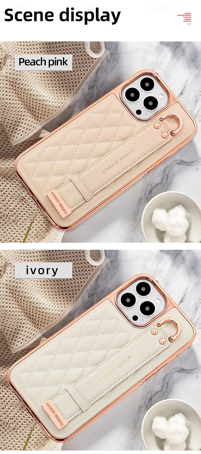 Phone Case For iPhone 16 iPhone 16 Pro iPhone 16 Pro Max iPhone 15 iPhone 15 Pro Max iPhone 14 Pro Max iPhone 13 12 Pro Max Back Cover with Stand Holder with Wrist Strap Shockproof Retro Plating PU 2025 - $26.99 –P8