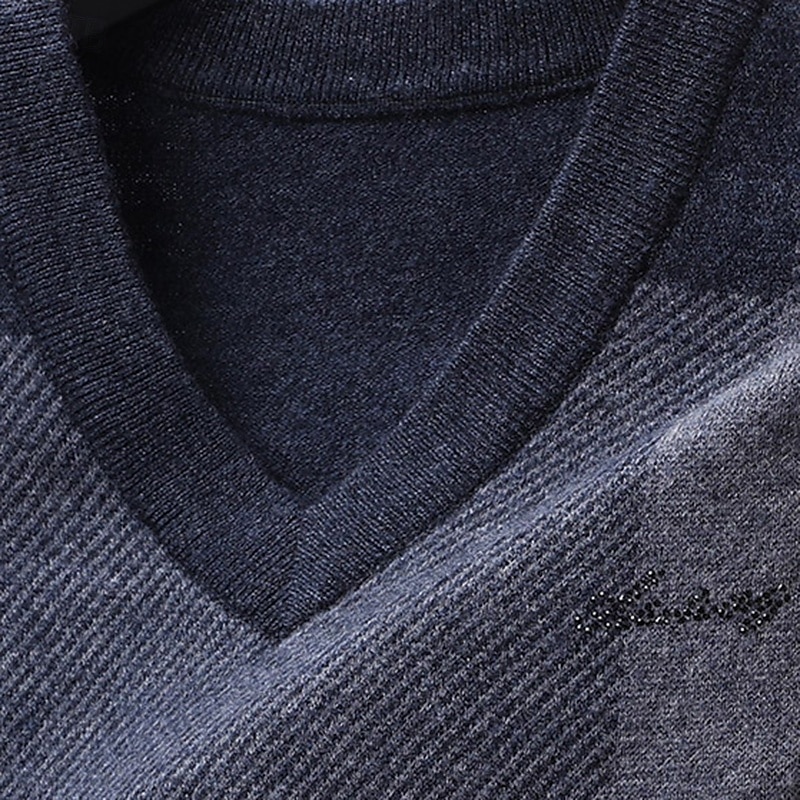 رجالي سترة سترة متماسكة V-neck مراجعة النمك منقوش V رقبة تريكو أنيق مدرسة رسمي ملابس الربيع الخريف أخضر داكن رمادي فاتح S M L 2025 - $52.99 –P14
