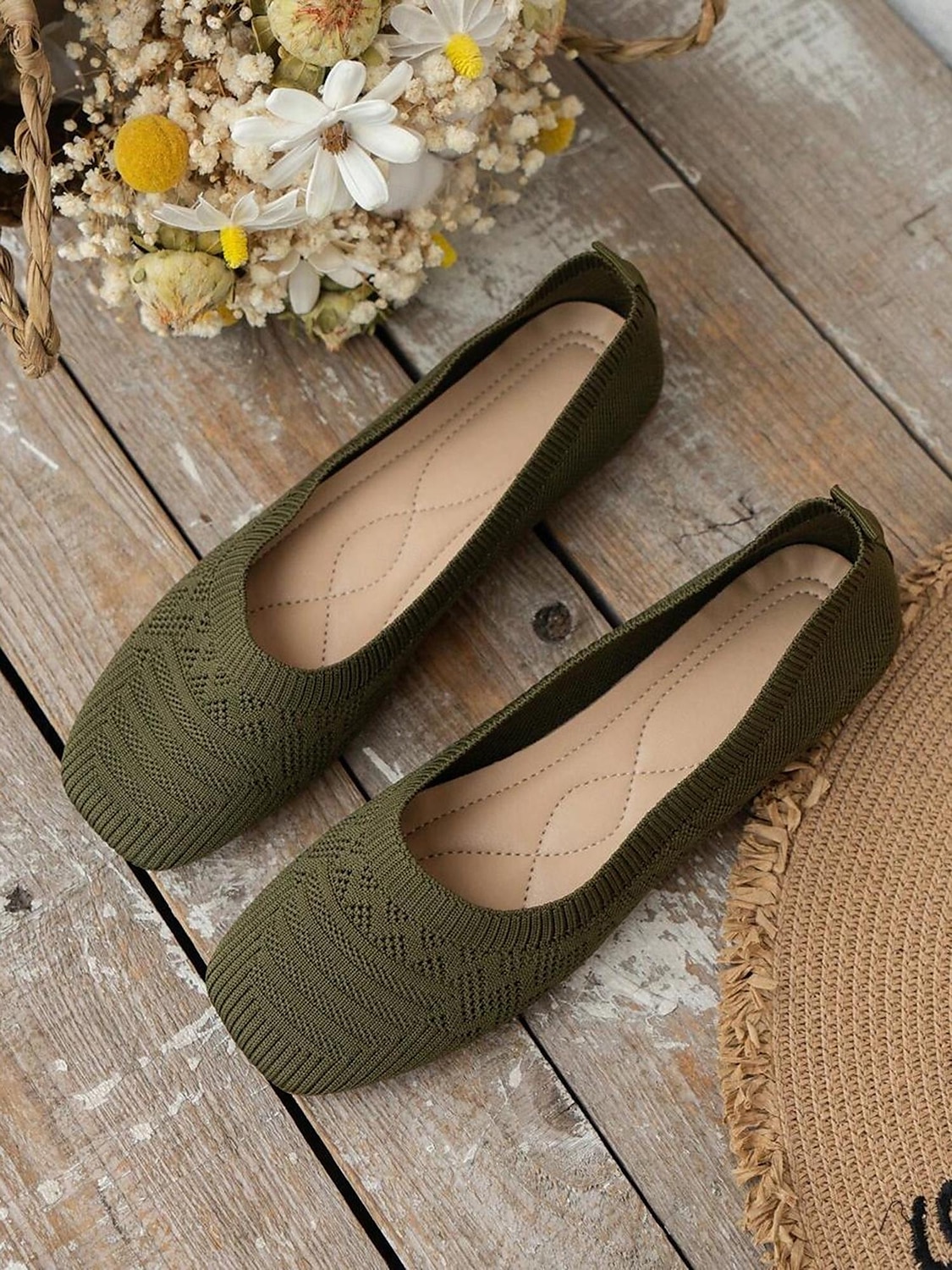 pantofi de damă din tricot albastru deschis – pantofi cu vârf pătrat, respirabili, cu branț căptușit, pentru ținute de lucru și casual 2026 - $19.99 –P1