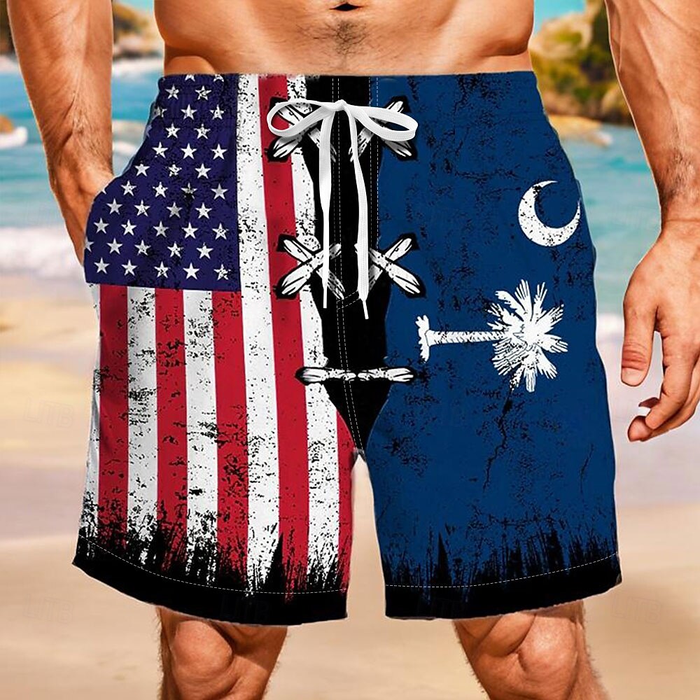 Per uomo Bandiera Americana Costumi da bagno Pantaloncini da mare Pantaloncini da Surf Misura del girovita medio Hawaiano Casual Vacanza Ferie Abbigliamento mare Tasche Laterali fodera in rete del 2025 a $19.99 –P1
