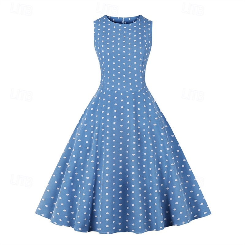 Retro 50. léta Rockabilly Šaty Houpací šaty Puntíky Dámské Karneval Plesová maškaráda Denní nošení loučení se svobodou nevěsty Dospělé Šaty Šaty pro návrat domů 2025 - $23.99 –P16